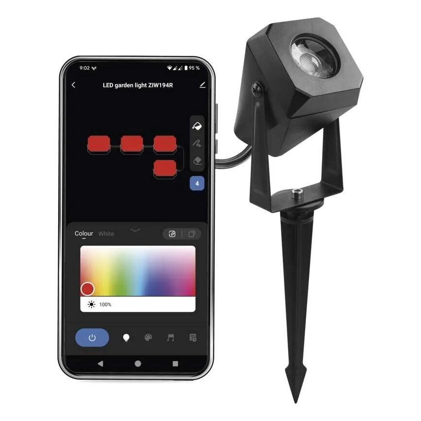 LED RGBIC Regulação exterior candeeiro GoSmart - extensão LED/1,5W/230V 3000-6500K IP65 Wi-Fi Tuya