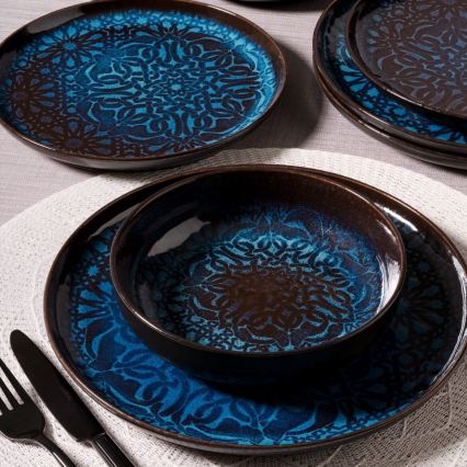 Conjunto de jantar 12 peças azul/porcelana