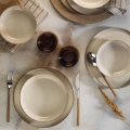 Conjunto de jantar, 12 peças, bege/porcelana