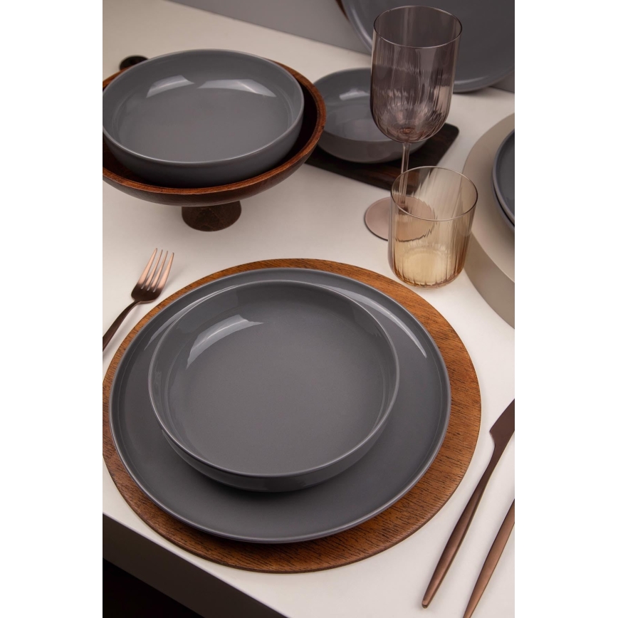 Conjunto de jantar 12 peças cinzento/porcelana