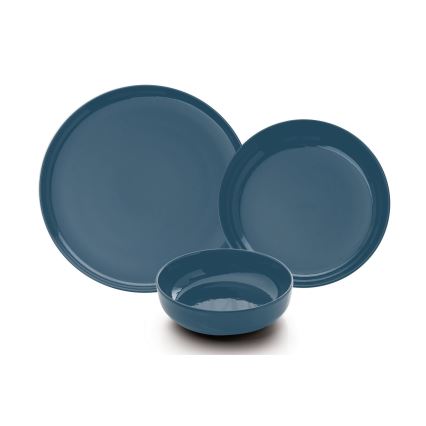 Conjunto de jantar 12 peças em porcelana azul