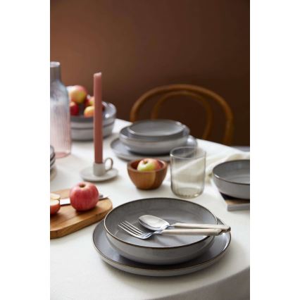 Conjunto de jantar 12 peças em porcelana, cinzento