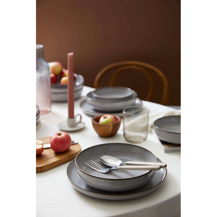 Conjunto de jantar 12 peças em porcelana, cinzento