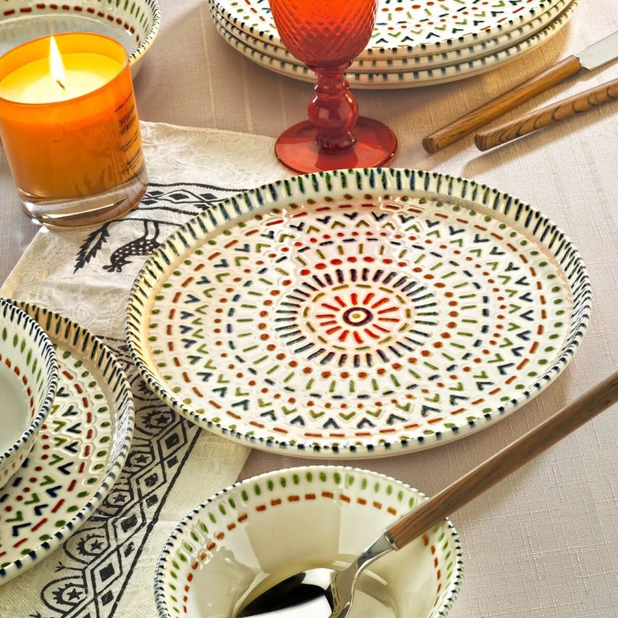 Conjunto de jantar 12 peças multicolorido/porcelana