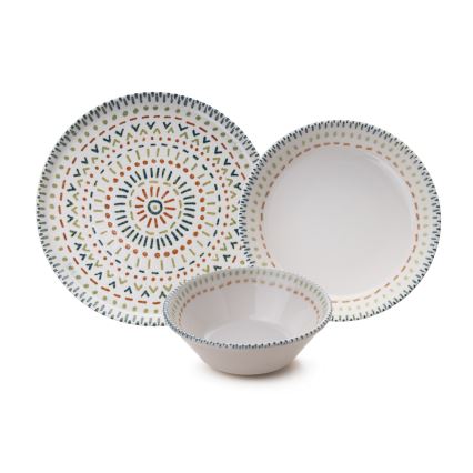 Conjunto de jantar 12 peças multicolorido/porcelana