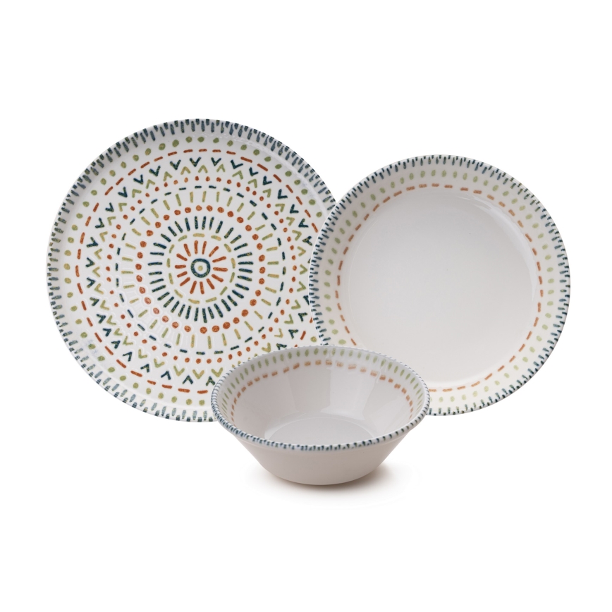 Conjunto de jantar 12 peças multicolorido/porcelana