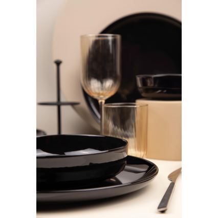 Conjunto de jantar 12 peças preto/porcelana