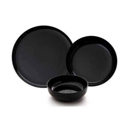 Conjunto de jantar 12 peças preto/porcelana