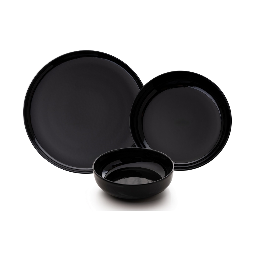Conjunto de jantar 12 peças preto/porcelana