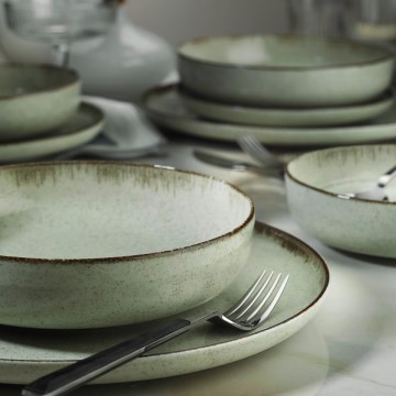 Conjunto de jantar 12 peças verde/porcelana
