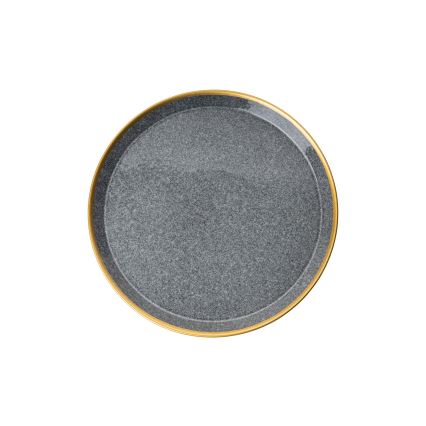 Conjunto de jantar 16 peças antracite/dourado/porcelana