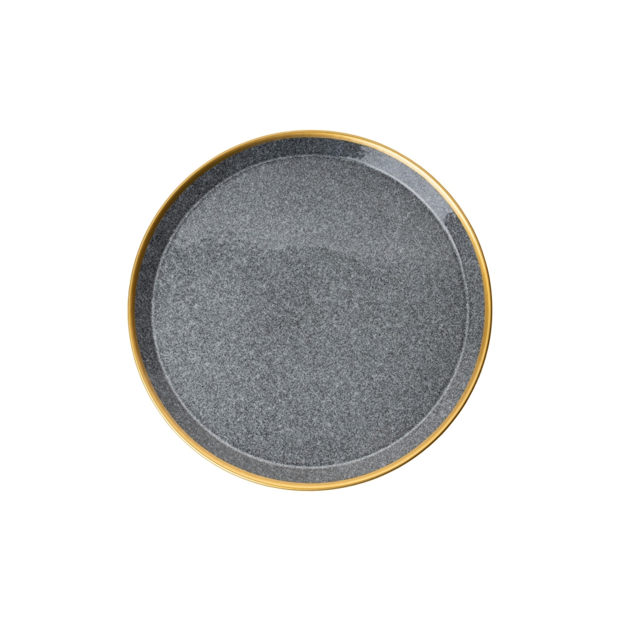 Conjunto de jantar 16 peças antracite/dourado/porcelana