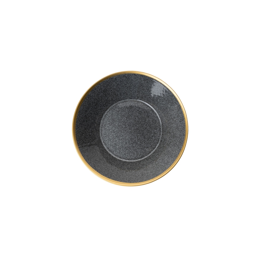 Conjunto de jantar 16 peças antracite/dourado/porcelana