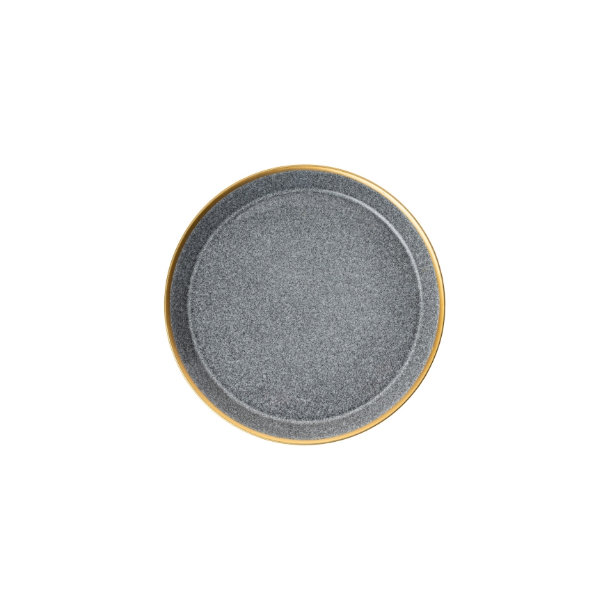 Conjunto de jantar 16 peças antracite/dourado/porcelana