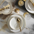 Conjunto de jantar 16 peças branco/dourado/porcelana