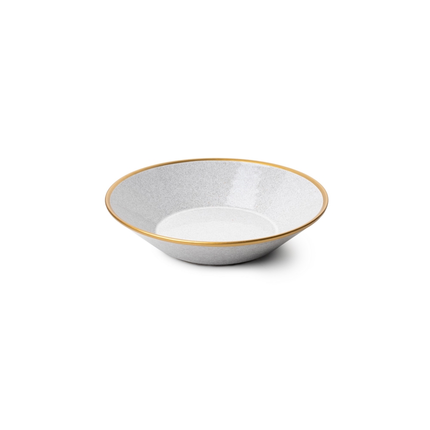 Conjunto de jantar 16 peças cinzento/dourado/porcelana