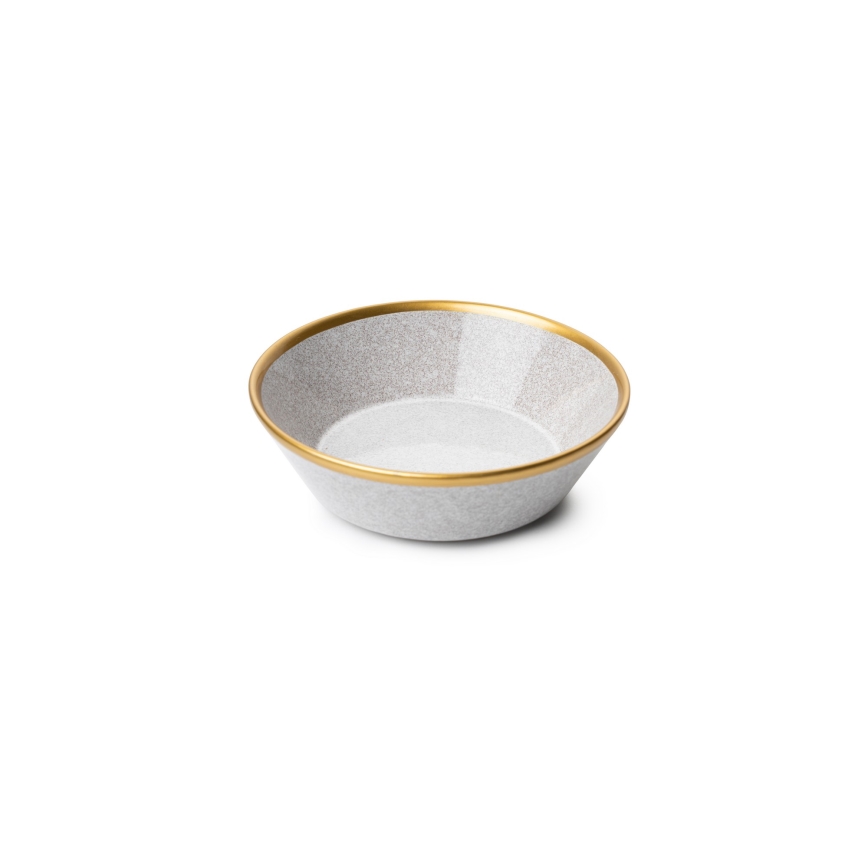Conjunto de jantar 16 peças cinzento/dourado/porcelana