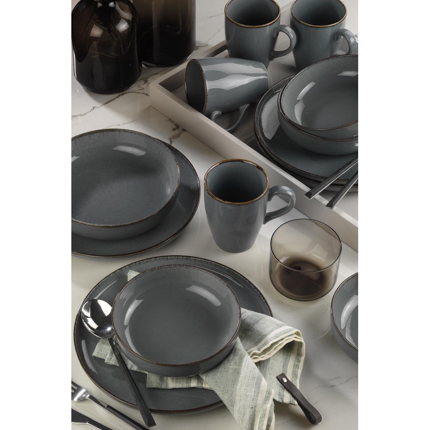 Conjunto de jantar 16 peças cinzento/porcelana