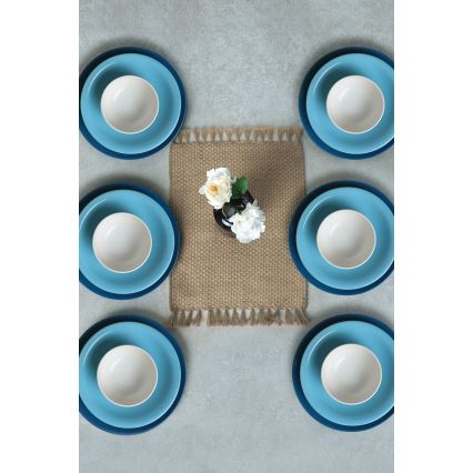 Conjunto de jantar 18 peças azul/branco/cerâmica