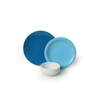 Conjunto de jantar 18 peças azul/branco/cerâmica