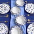 Conjunto de jantar 18 peças azul/branco/cerâmica