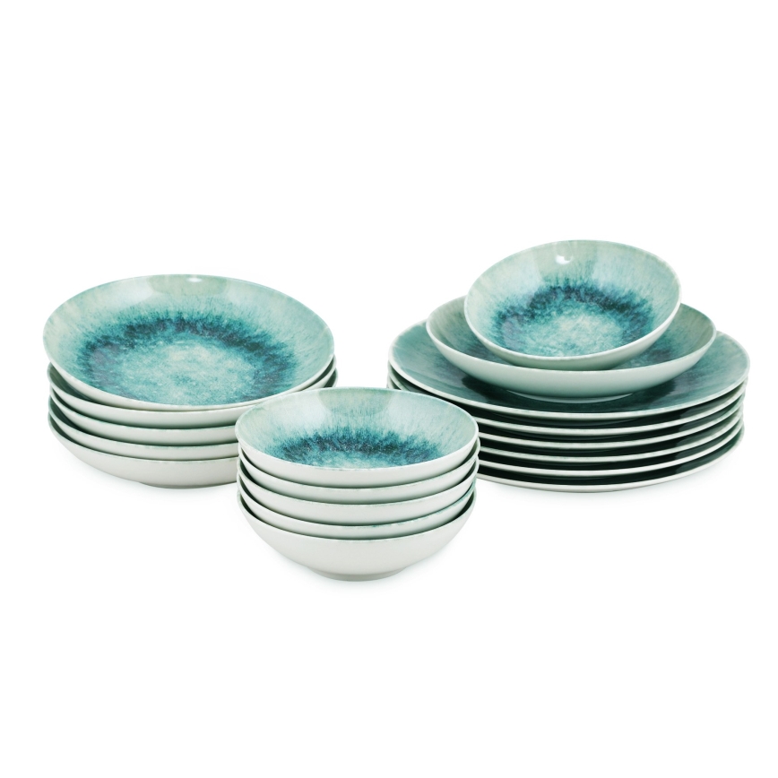 Conjunto de jantar 18 peças azul/porcelana