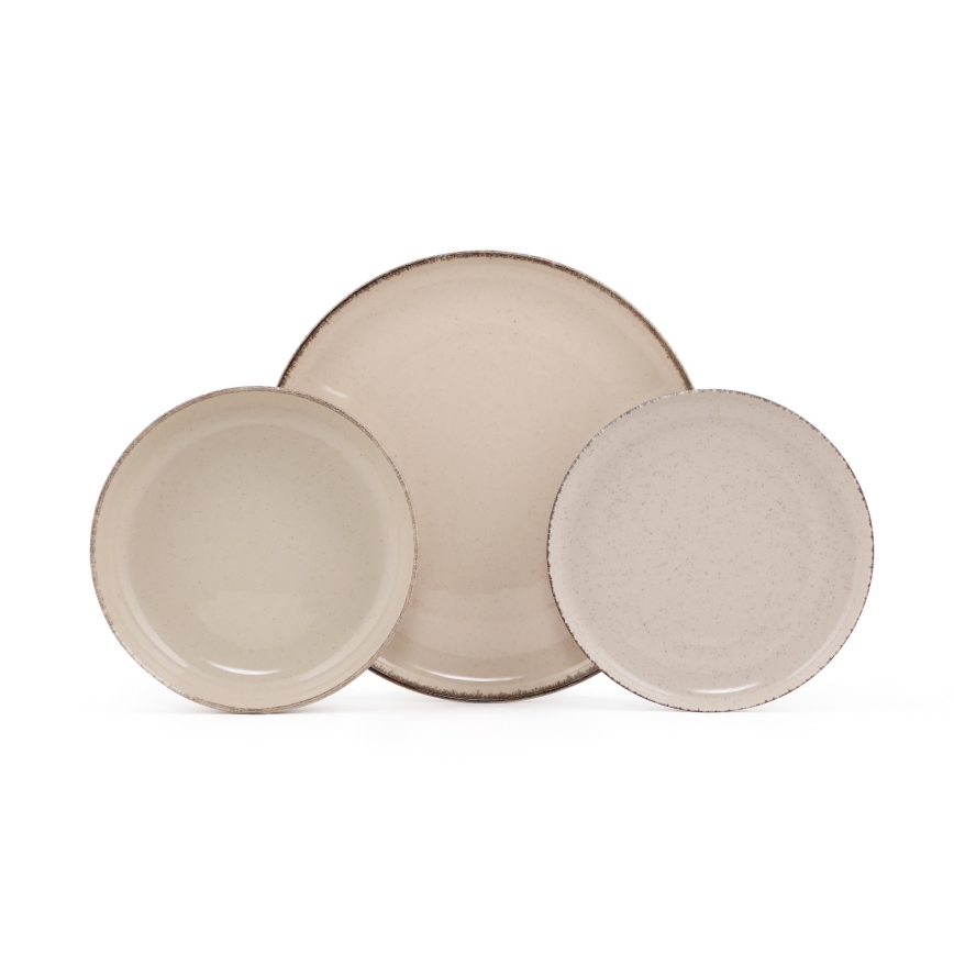 Conjunto de jantar 18 peças bege/porcelana