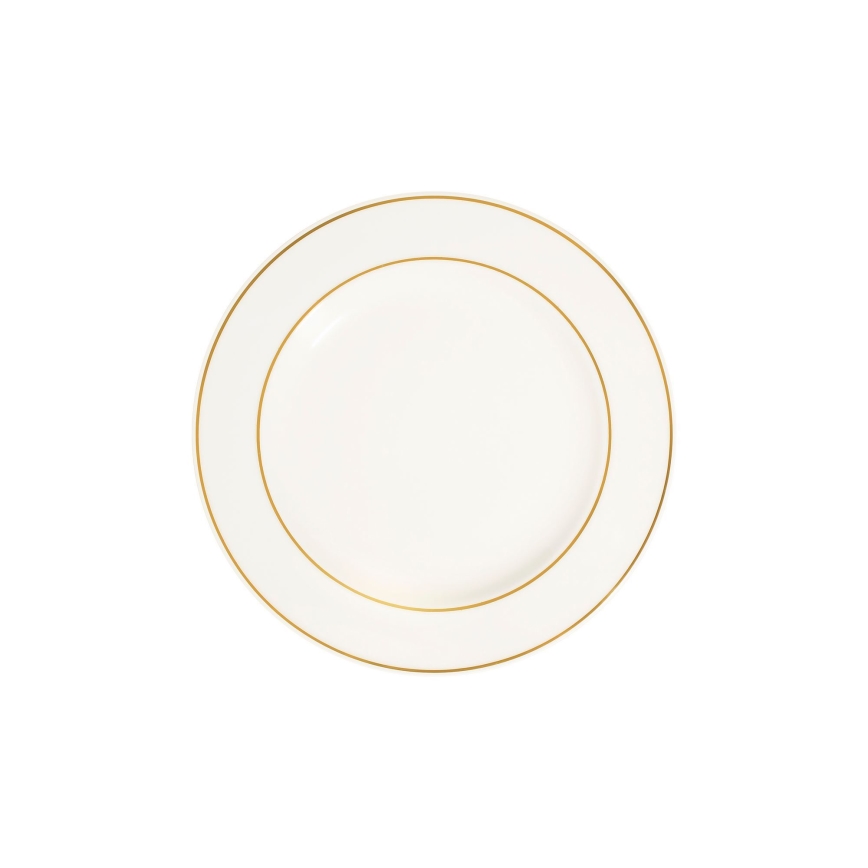 Conjunto de jantar 18 peças branco/dourado em porcelana