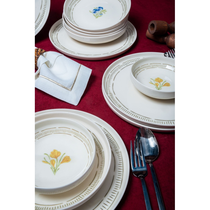 Conjunto de jantar 18 peças branco/multicolorido/porcelana