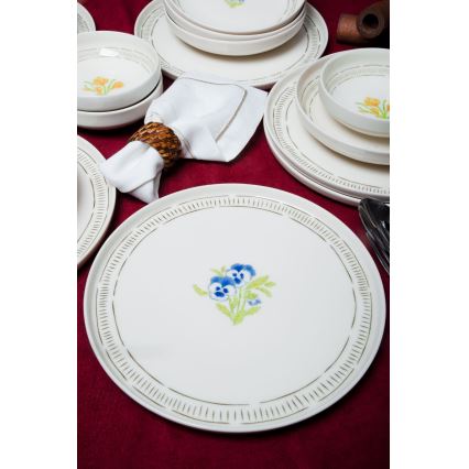 Conjunto de jantar 18 peças branco/multicolorido/porcelana