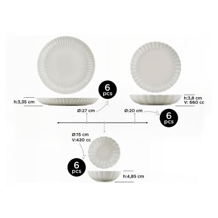 Conjunto de jantar 18 peças branco/porcelana
