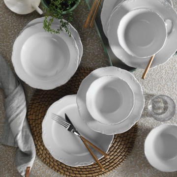 Conjunto de jantar 18 peças branco/porcelana