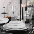 Conjunto de jantar, 18 peças, branco/prateado, em porcelana