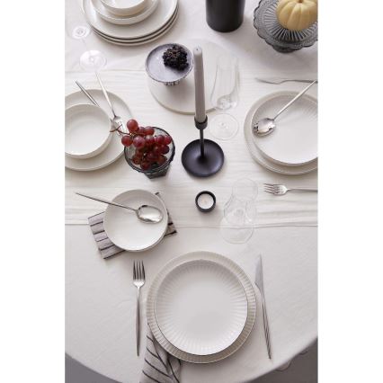 Conjunto de jantar 18 peças branco/prateado/porcelana