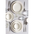 Conjunto de jantar 18 peças branco/prateado/porcelana