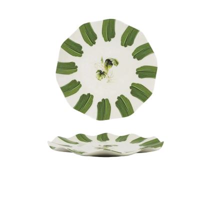 Conjunto de jantar 18 peças branco/verde/porcelana