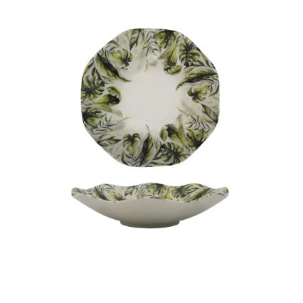 Conjunto de jantar 18 peças branco/verde/porcelana