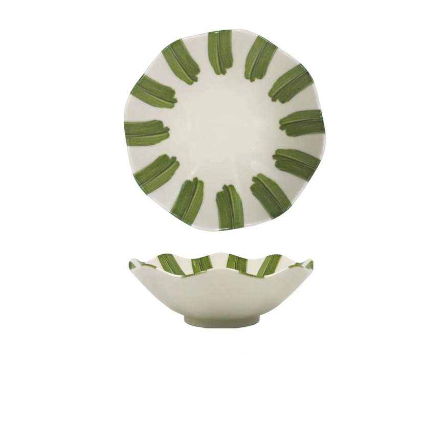 Conjunto de jantar 18 peças branco/verde/porcelana