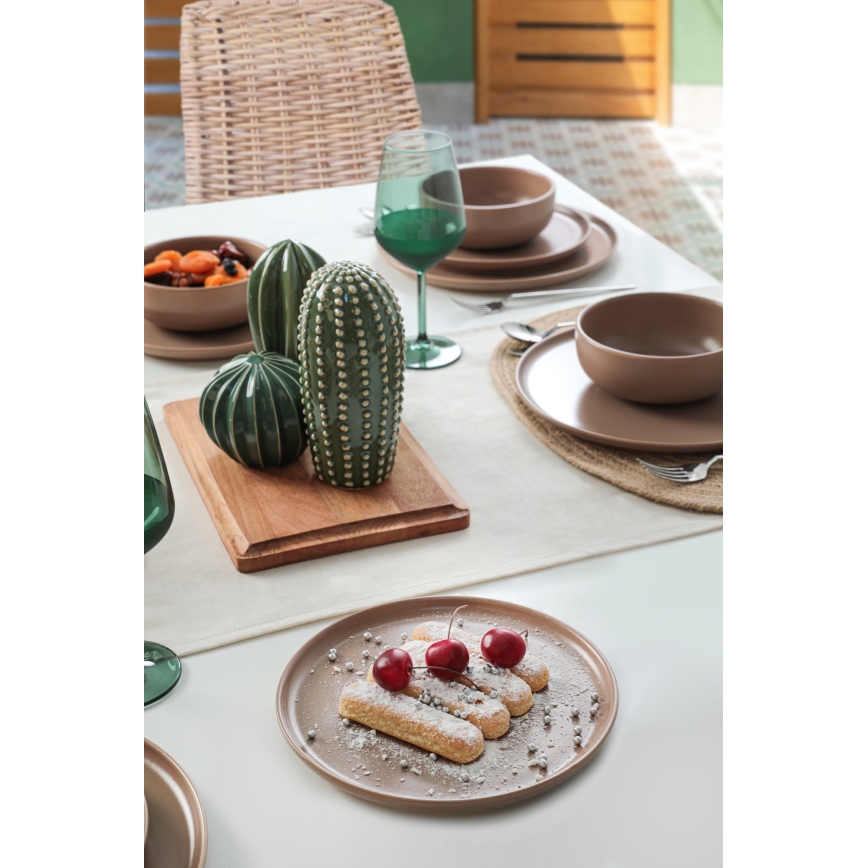 Conjunto de jantar 18 peças, castanho/cerâmica