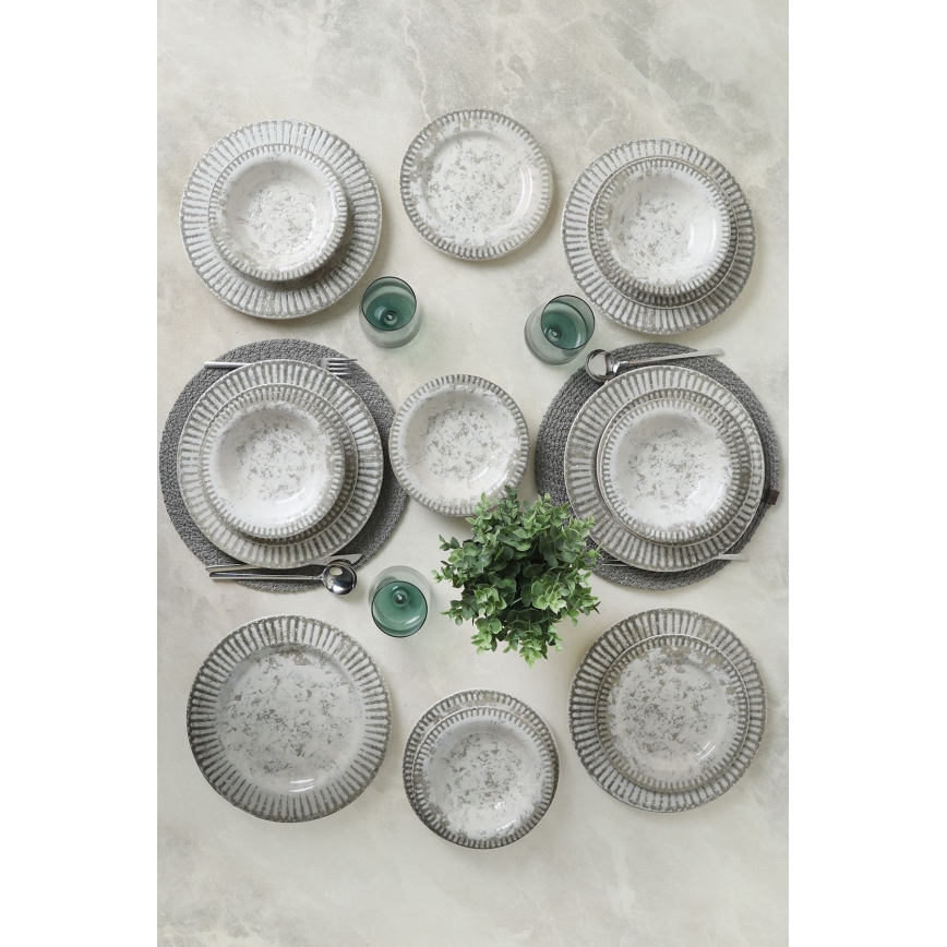 Conjunto de jantar 18 peças cinzento/cerâmica