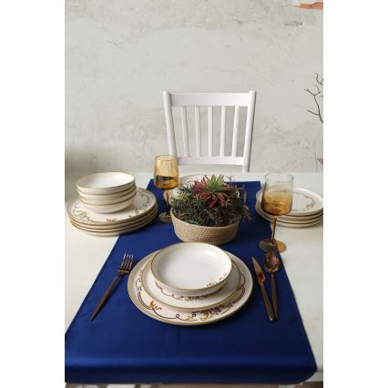 Conjunto de jantar 18 peças creme/dourado/cerâmica