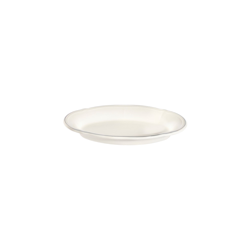 Conjunto de jantar 18 peças creme/prata/porcelana