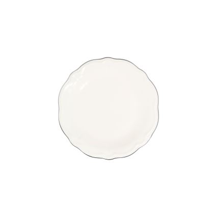 Conjunto de jantar 18 peças creme/prata/porcelana