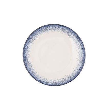 Conjunto de jantar 18 peças em porcelana, branco/azul
