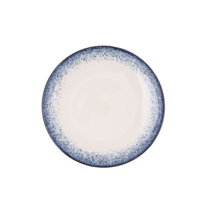 Conjunto de jantar 18 peças em porcelana, branco/azul