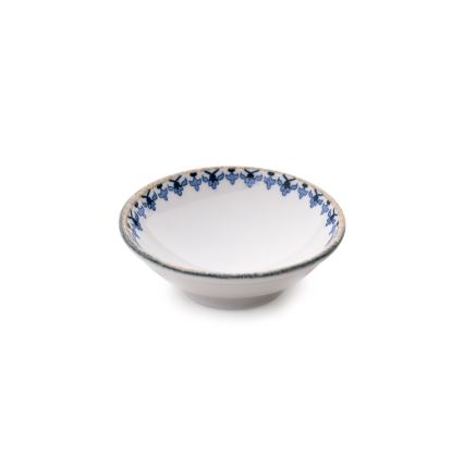 Conjunto de jantar 18 peças em porcelana, branco e azul