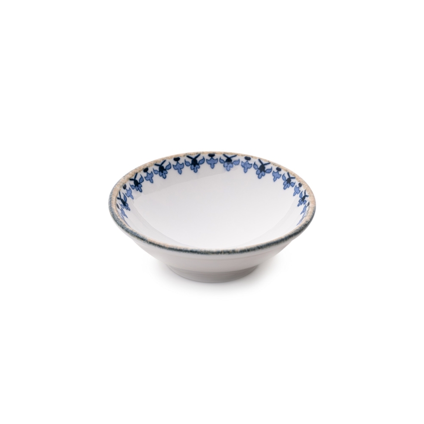 Conjunto de jantar 18 peças em porcelana, branco e azul