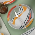 Conjunto de jantar 18 peças em porcelana multicolorida