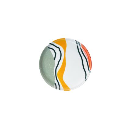 Conjunto de jantar 18 peças em porcelana multicolorida