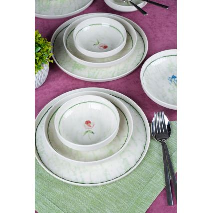 Conjunto de jantar 18 peças em porcelana, verde